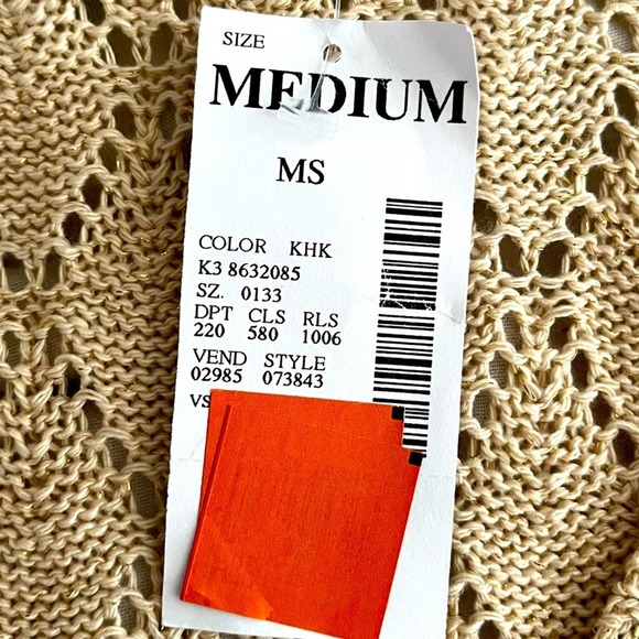 Unbranded Butterfly NWT Yellow with Gold Thread Accents Lace Knit Seeater Medium - Picture 10 of 11